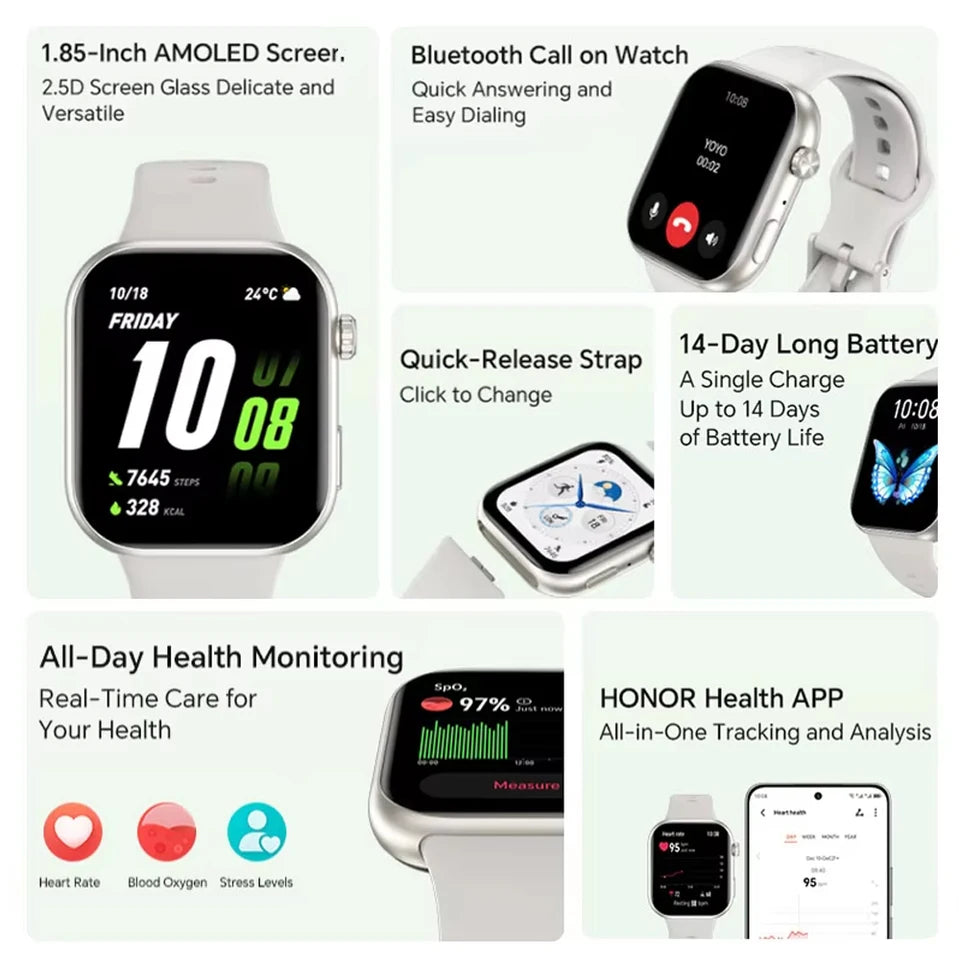 AMOLED Smart Watch 1.85" – Fitness & Health Tracker